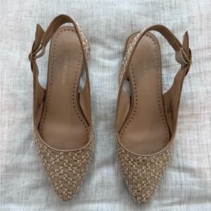 Adrienne Vittadini Tan Woven Slingback Heels